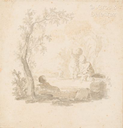 null 18th century school
Three putti in the bath
Wash on paper
29 x 29 cm