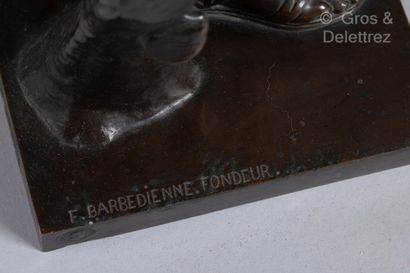 null Proof in brown patinated bronze of Diane de Gabiès, resting on a square base.
Foundry...