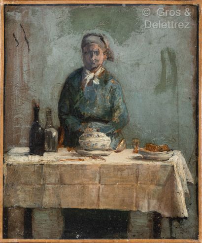 null Attributed to Théodule RIBOT (1823-1891)
Le repas
Oil on canvas
45.5 x 38 cm....