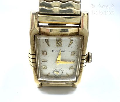 BULOVA, Modèle « L4 », Années 1950 Bracelet-montre en or jaune 585 millièmes et acier....
