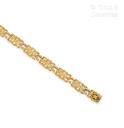 Travail français de la fin du XIXe siècle Bracelet en or jaune 750 millièmes à maillons...