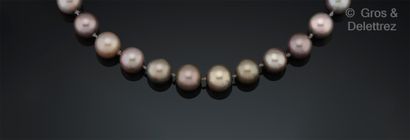 ARFAN Paris Collier composé d’un rang de perles de culture grises de Tahiti en chute,...