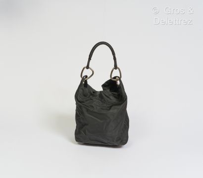 null PRADA - 25cm shoulder bag in black nylon and lambskin leather. Good condition...