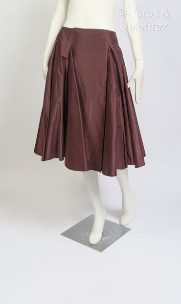 null Jean Paul GAULTIER - Full skirt in eggplant cotton and silk. T.44.