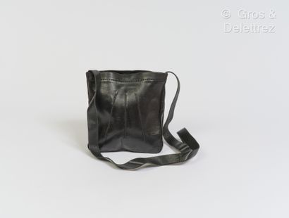 null HERMES Paris made in France - "Toudou" 19cm bag in black lambskin leather, shoulder...