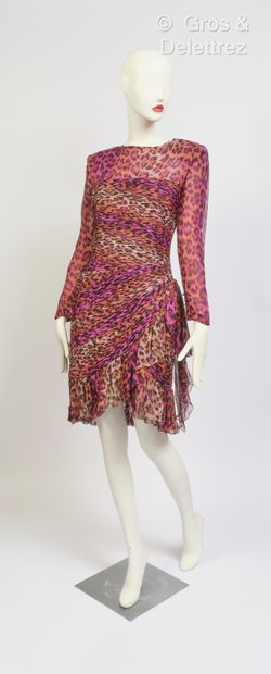 null Jean Louis SCHERRER Boutique - Dress in silk chiffon crepe printed with a multicolored...