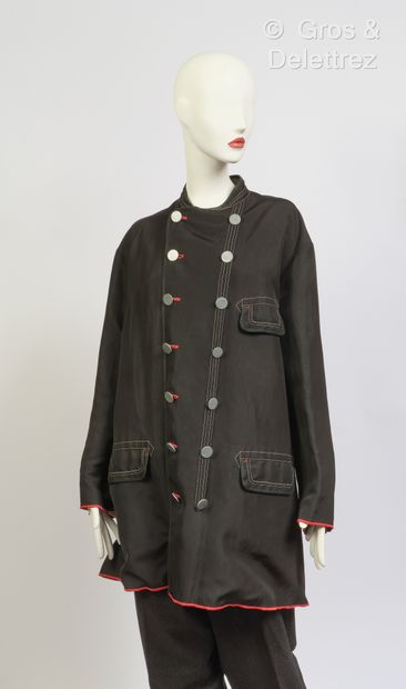null Jean Paul GAULTIER Femme - Oversized jacket in officer-inspired black water-repellent,...