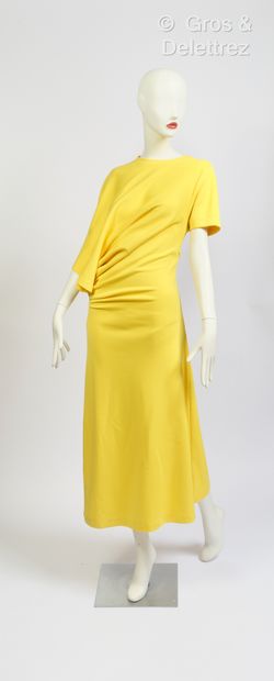 null LOEWE - Yellow cotton-blend asymmetrical t-shirt dress. T.L.