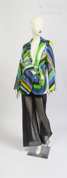 null Emilio PUCCI - Outfit featuring a multicolored printed silk jacket with psychedelic...