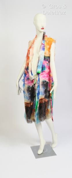 null Dries VAN NOTEN - Sleeveless vest dress in shaped viscose with multicolored...