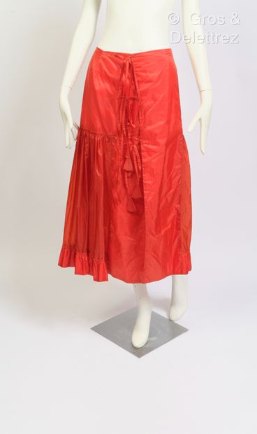 null Jean Paul GAULTIER Femme - Asymmetrical gypsy skirt in vermilion nylon with...