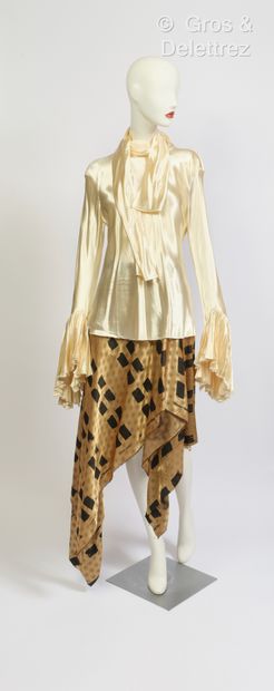 null KHAITE, Vivienne WESTWOOD - Outfit featuring ecru satin blouse, tie collar,...