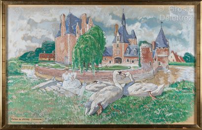 null Mathurin MEHEUT (1882-1958)
Château de Lassay (Sologne) , 1955
Caséine sur toile...