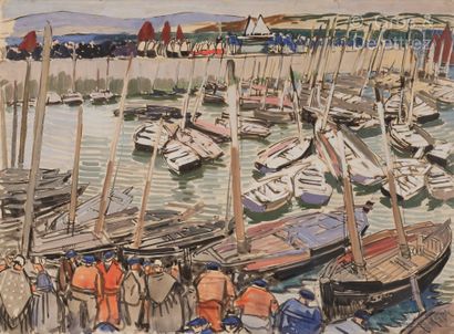 null Mathurin MEHEUT (1882-1958)
The Blessing of the Sea, probably Douarnenez
Watercolor...