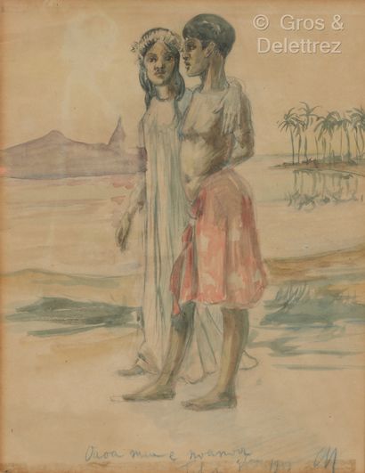 Octave MORILLOT (1878-1931)
Couple à Tahiti,...