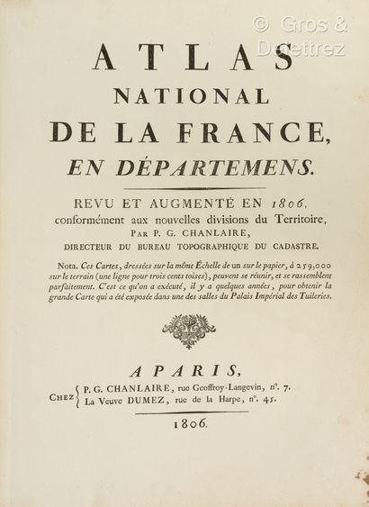 null CHANLAIRE (Pierre Gilles). Atlas national de la France, en départements, revu...