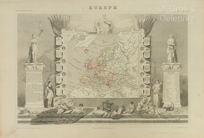 null BRUE (Adrien-Hubert) ; LEVASSEUR (Victor). [Planisphère et continents]. A Paris,...