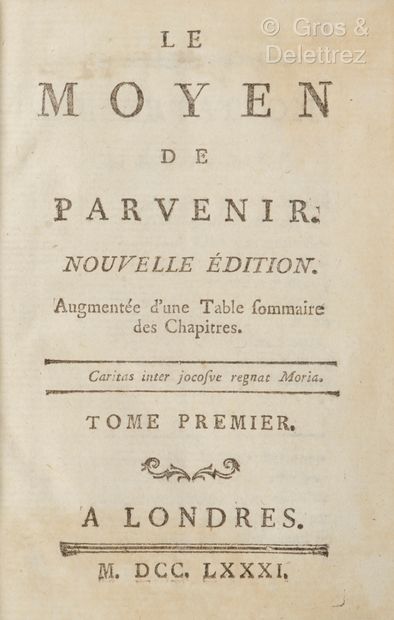 null [François BEROALDE DE VERVILLE]. Le Moyen de parvenir. New edition. Augmentée...