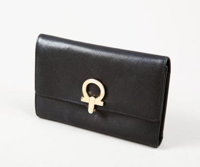 Salvatore FERRAGAMO Portefeuilles, porte-cartes, porte-monnaie en cuir grené noir,...