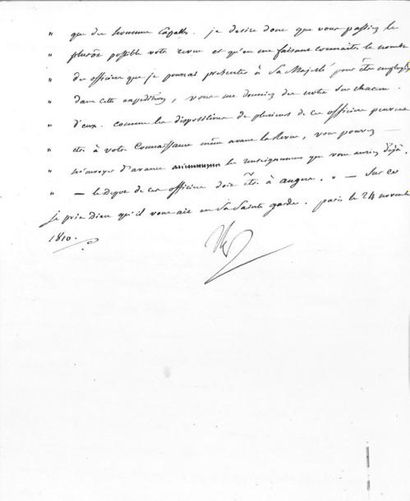 null NAPOLEON 1er. Age des officiers et possessions hollandaises. Lettre signée Nap....