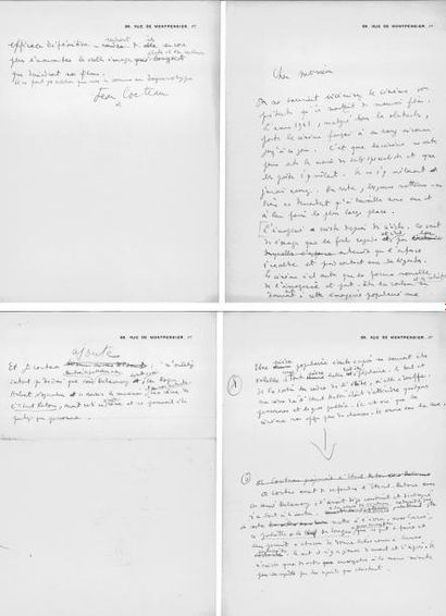 COCTEAU Jean (1889-1963) Lettre autographe signée adressée à un journaliste, à la...