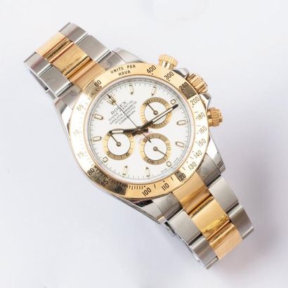 null ROLEX "Daytona": Réf. 116523: Bracelet montre chronographe en or jaune et acier,...