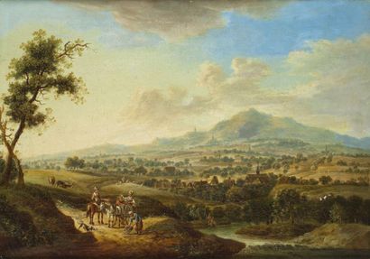 Christian Georg SCHULTZ (1718-1791) La charrette de retour du marché Toile 29 x 41...
