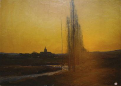 Louis Alexandre CABIE (1854-1939) Paysage au soleil couchant Huile sur toile, signée...