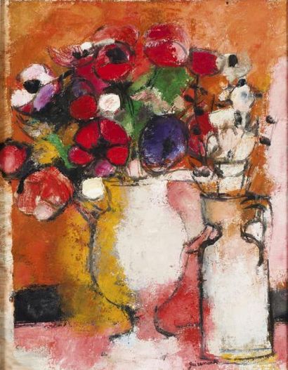 Paul GUIRAMAND (1926- 2007) Le bouquet de fleurs Huile sur toile, signée en bas à...