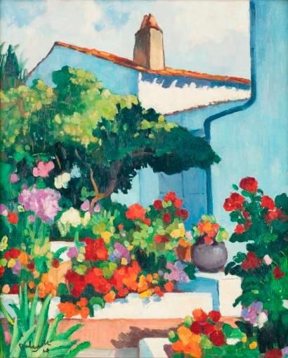 Gaston BALANDE (1880-1971) Jardin à l'atelier de peintre Huile sur isorel, signée...