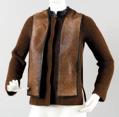 HERMES Paris Vêtement de chasse composé d'une veste en jersey lambswool à côte de...