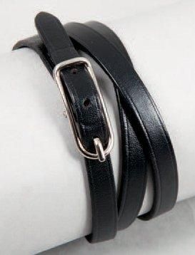 HERMÈS Paris made in France Bracelet "Hapi 3 MM" en cuir noir, fermoir palladium....