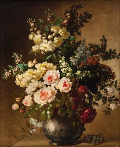 École Française de la seconde moitié du XIXe siècle Nature morte au vase de fleurs...
