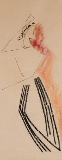 Paul COLIN(1892-1985) Personnage dansant Plume, fusain, crayons de couleurs 55 x...