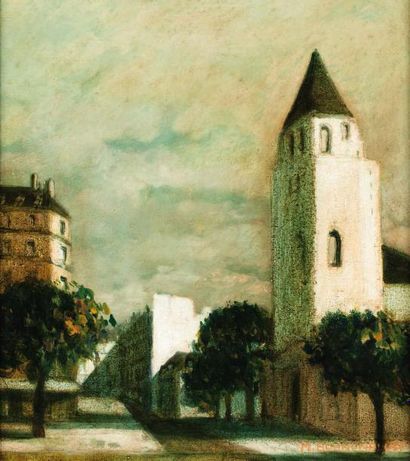 Monique BOHNENBLUST (XXe siècle) Eglise de Saint-Germain des Prés Huile sur toile...