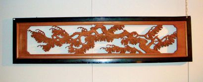 null Paire de Ranma en bois destinés à séparer deux pièces. Japon. Dim. 48 x 186...