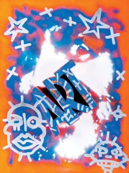 Georges MOQUAY (Né en 1970) Gueule Art! Tableau avec ses symboles, peinture acrylique...