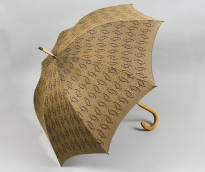 HERMES Paris *Parapluie en coton imprimé de H stylisés, manche en bois