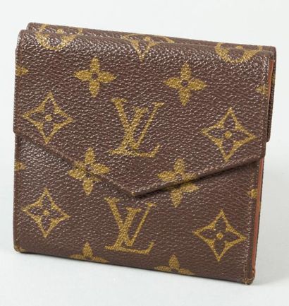 LOUIS VUITTON Portefeuille porte-monnaie porte-cartes "Elise" en toile monogram et...