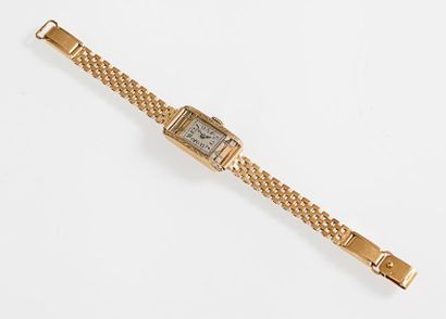 null Bracelet montre de dame en or jaune, mouvement mécanique, bracelet souple en...
