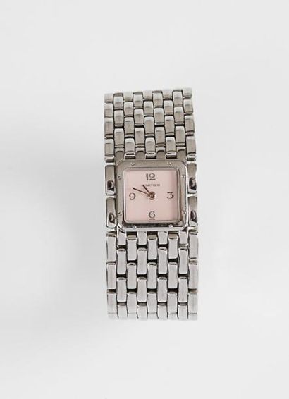 null CARTIER "Ruban": Bracelet-montre de dame en acier, cadran nacre, mouvement quartz,...