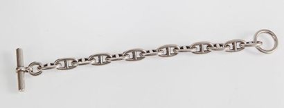 null HERMES: Bracelet articulé en argent à maillons chaîne d'ancre. Signé Hermès....