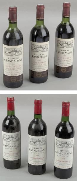 null 6 Bouteilles CH. GRAND MAYNE, St-Emilion [3 de 1982 (1 LB, 2 MB), 3 de 1986...