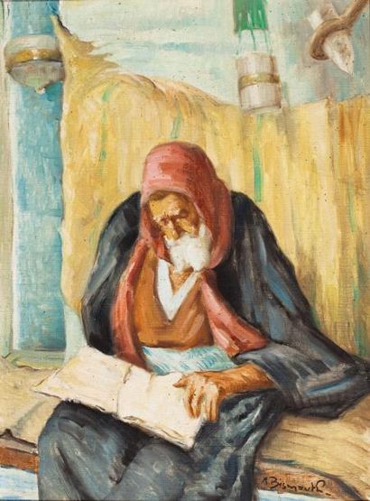 Maurice BISMUTH (1891-1965) La lecture de la Torah Huile sur toile, signée en bas...