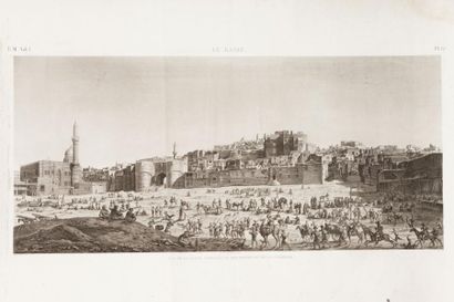 null Le Caire. Vue de la Place appelee"El Roumeyleh" et de la Citadelle. Gravure...