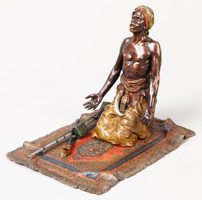 Atelier Franz Xaver BERGMANN (1861-1936) Bronze de Vienne, debut XXe siecle Guerrier...