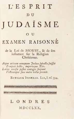 HOLBACH Paul Henri Thiry Baron d' L'Esprit du Judaisme ou Examen Raisonné de la Loi...