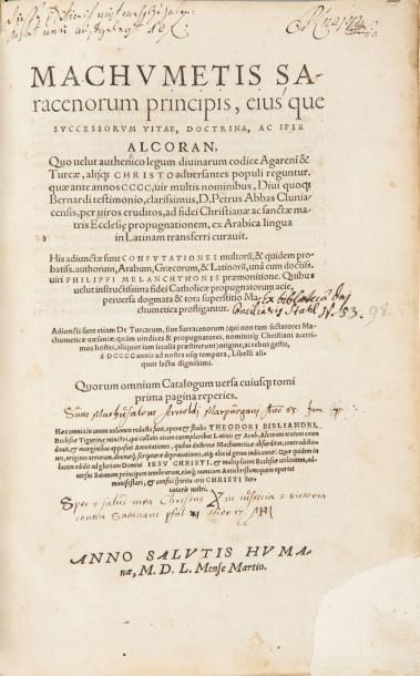 BIBLIANDER (Theodor) Machumetis Saracenorum principis, eiusque successorum vitae,...