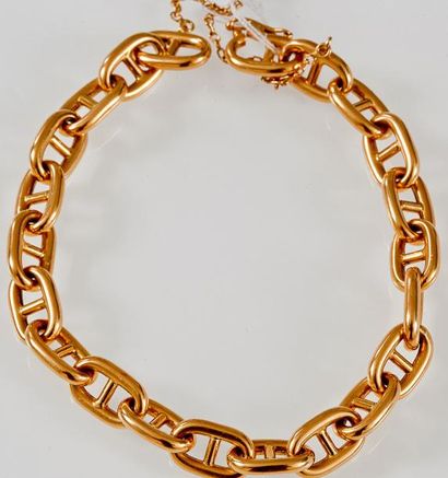 null Bracelet articulé en or jaune à maillons chaîne d'ancre. P. 21,5g