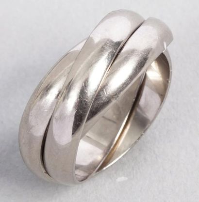 CARTIER Bague "Trinity", alliance trois anneaux en or gris. Poids: 7,6 gr, Taille...